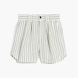 Madewell Linen-Blend Curved-Hem Shorts in Stripe